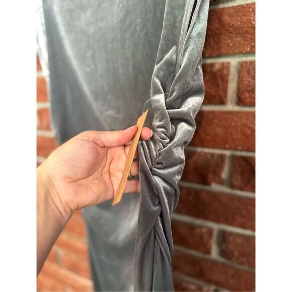 Reformation Alden Knit Shift Dress, Silver Velvet - Picture 3 of 10